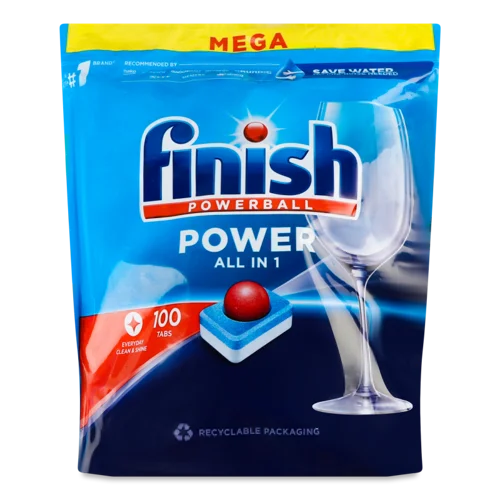 Таблетки Для Посудомийної Машини All In 1 Power Powerball Finish, 100 шт