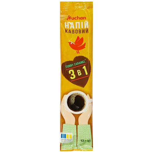 Напій кавовий Auchan 3в1 Fanni karamel 13г