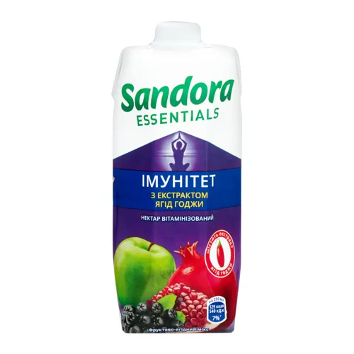 Нектар із яблук, гранатів та чорноплідної горобини з екстрактом ягід годжи Імунітет Sandora т/п 0.5л