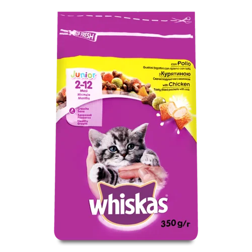 Корм сухий для кошенят з курятиною Junior Whiskas, в/ґ, 350г