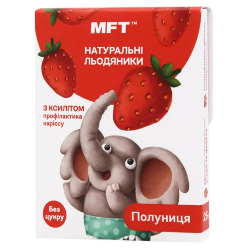 Льодяники натуральні без цукру для дітей Полуниця MFT 25г