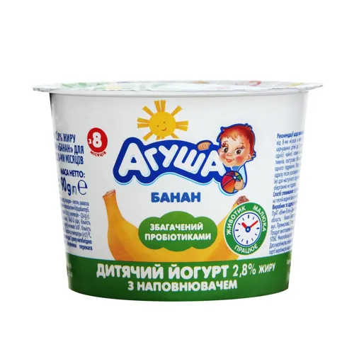 Йогурт 2.8% для дітей від 8 місяців Банан Агуша 90г