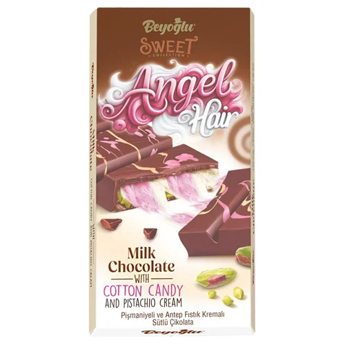 Шоколад молочний Beyoglu Angel Hair з фісташкою 170г