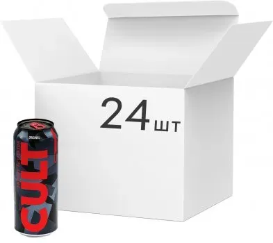 Упаковка безалкогольного енергетичного напою Cult Original 0.5л х 24 шт