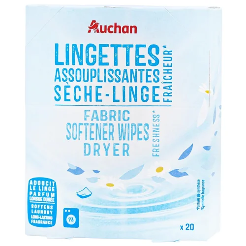 Серветки Auchan для пом'якшення тканин у сушильній машини 20шт