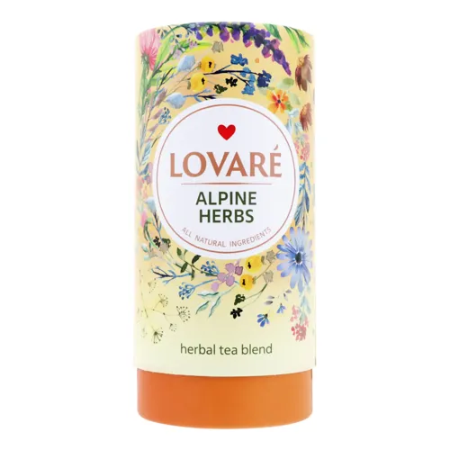 Бленд чаю трав'яного з квітковим, фруктовим і плодово-ягідним Alpine herbs Lovare тубус 80г