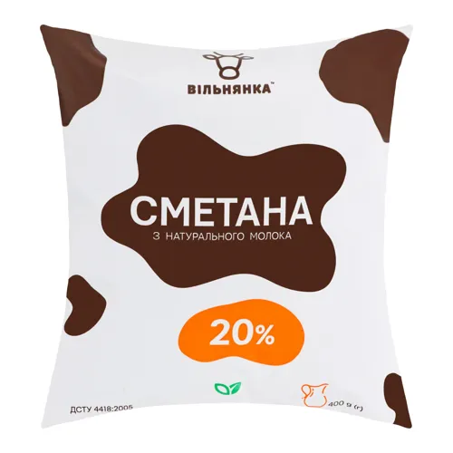 Сметана 20% з натурального молока Вільнянка м/у 400г
