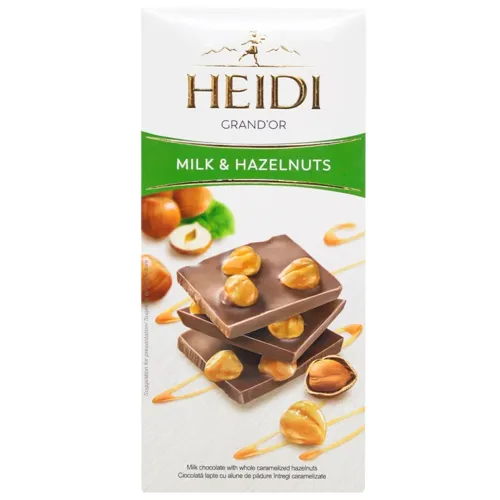 Шоколад молочний Heidi Grand'Оr з цілим карамелізованим фундуком 100г
