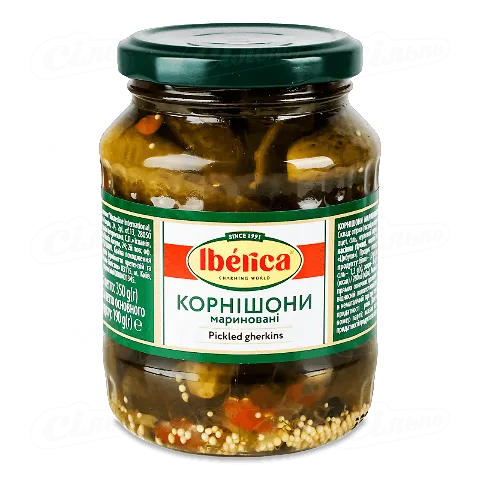 Огірки Iberica корнішони мариновані, 350г