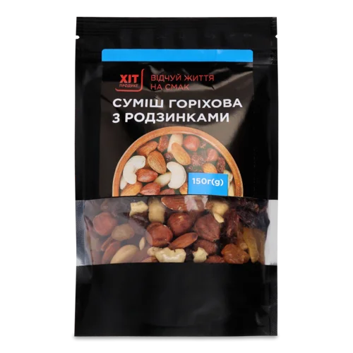 Суміш Горіхів З Родзинками, Вищого Ґатунку, К/У, 150г