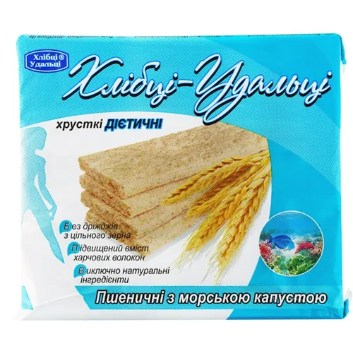 Хлібці Удальці пшеничні з морською капустою хрусткі дієтичні 100г