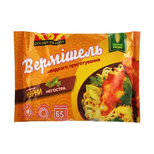 Вермішель швидкого приготування зі смаком курки не гостра Golden Dragon м/у 65г