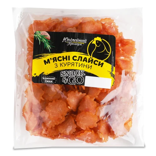 Слайси М'ясні З Курятини Ювілейний Преміум Сирокопчені, кг