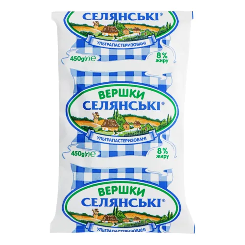 Вершки 8% ультрапастеризовані Селянські 450г