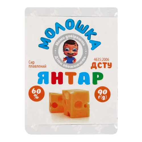 Сир плавлений 60% Янтар Молошка м/у 90г