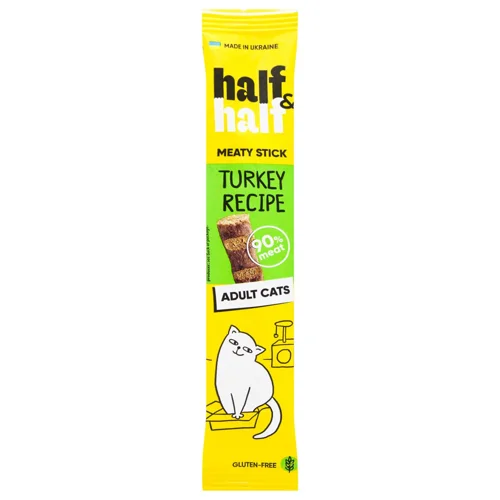 Ласощі для котів Half&Half з індичкою палички 5г
