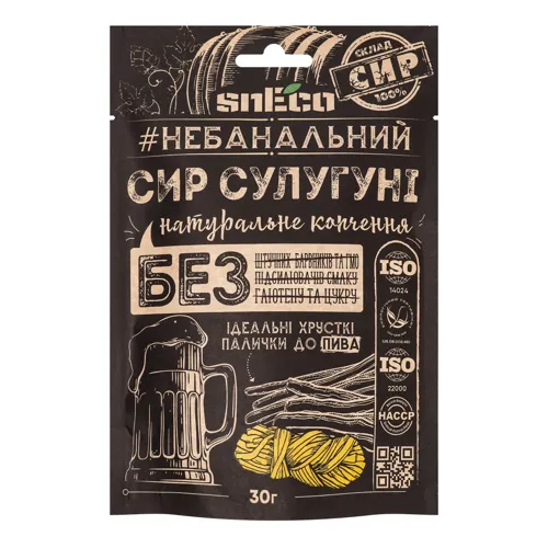 Сир 40% сушений спінений копчений Сулугуні Sneco д/п 30г