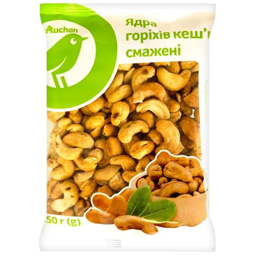 Ядра горіхів кеш'ю Auchan смажені 150г