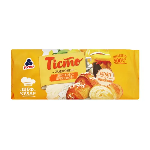 Тісто листково-дріжджове заморожене Рудь м/у 500г