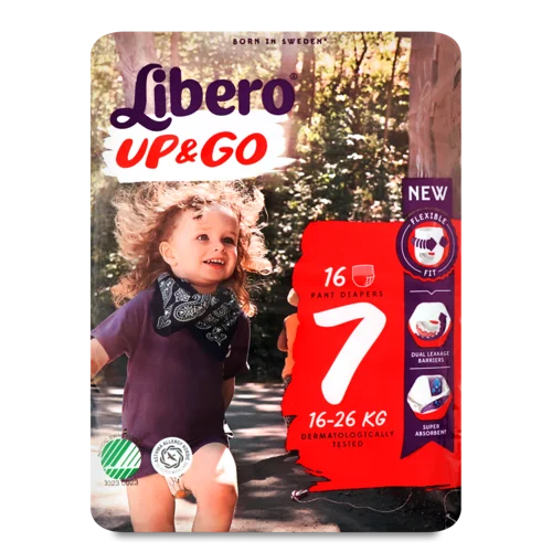 Дитячі Трусики-підгузники Libero 16-26 кг 7 Up&Go, 16 шт, в/ґ