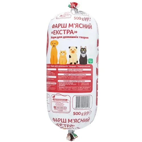 Фарш м'ясний Auchan Екстра для тварин заморожений 500г