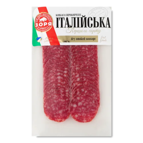Ковбаса Напівкопчена Італійська Зоря Дніпра, в/у 0.08кг