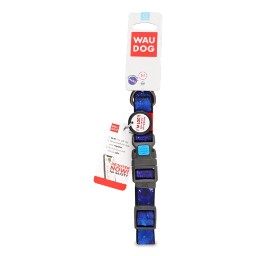 Нашийник для собак НАСА з QR паспортом, нейлон, пластиковий, фастекс, розмір M, 20 мм, довжина 28-40 см, вага 4502-0148