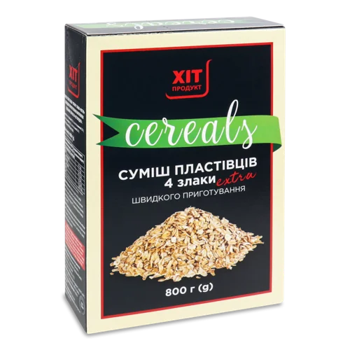 Суміш Пластівців Швидкого Приготування 4 Злаки, к/у 800г
