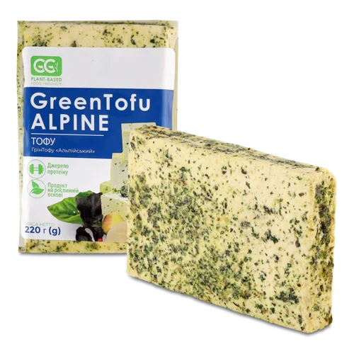 Тофу Alpine GreenTofu Greengo Вакуумна Упаковка, 0.22 кг