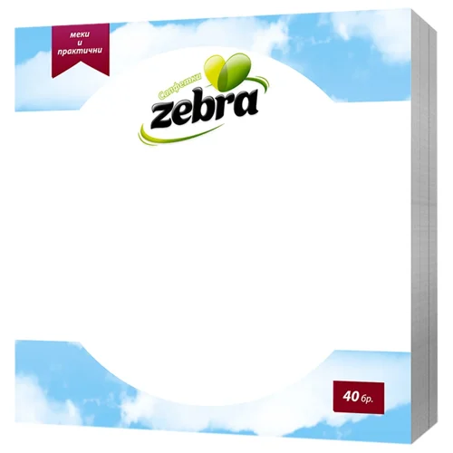 Серветки Zebra білі 33х33 40шт
