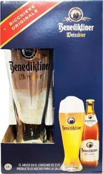 Подарунковий набір Benediktiner Weissbier світле нефільтроване 5.4% 3 х 0.5л + бокал 0.5л