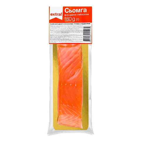 Сьомга Extra! філе шматок сиров'ялене в упаковці, 180г