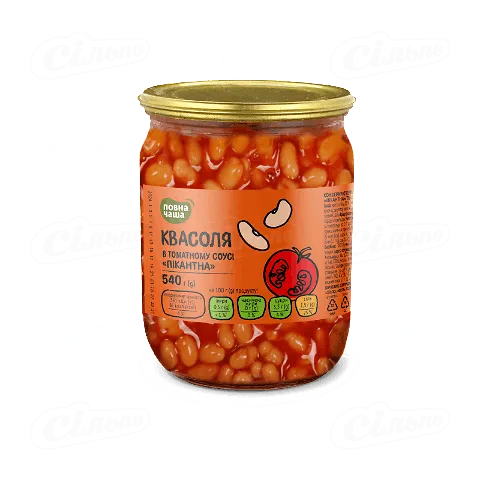 Квасоля «Повна Чаша»® «Пікантна» в томатному соусі, 540г