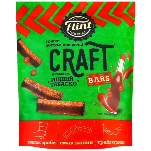 Грінки Flint Craft Bars зі смаком Міцний табаско 90г