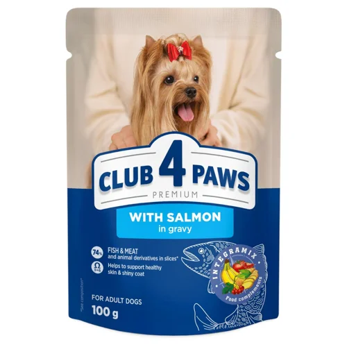 Корм вологий Club 4 Paws з лососем для собак мініатюрних та малих порід 100г