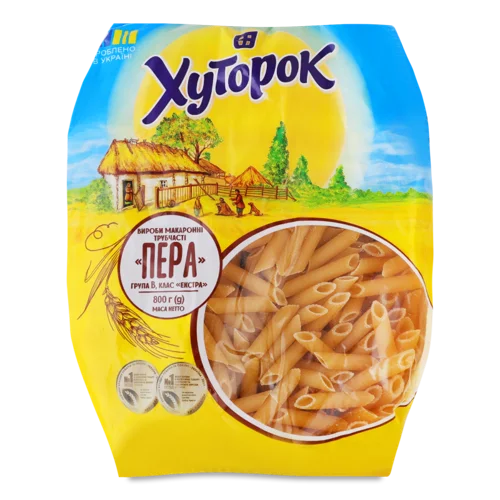 Макаронні Вироби Трубчасті Пера Хуторок В/ґ, 800 г