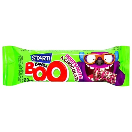 Батончик Start! з молочним шоколадом, фруктами та горіхами 23г