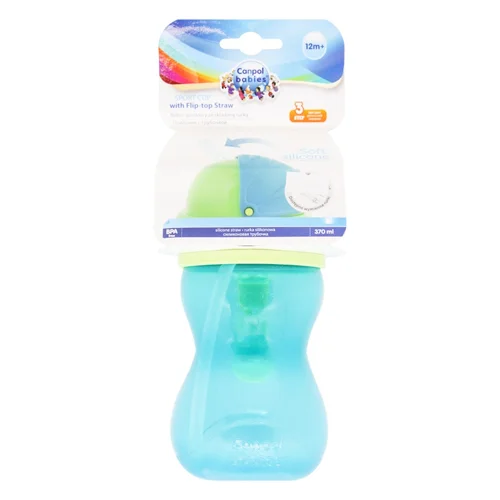 Поїльник Canpol babies з трубочкою синій 370мл