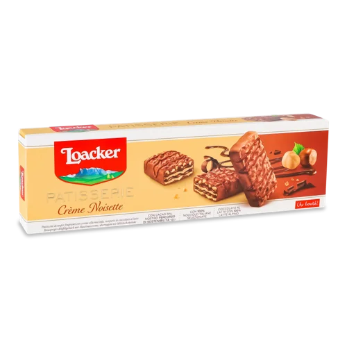Печиво Вафельне Фундук І Молочний Шоколад Patisserie Loacker, к/у 100г