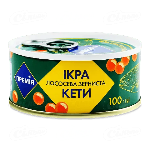 Ікра лососева «Премія» зерниста кети, 100г
