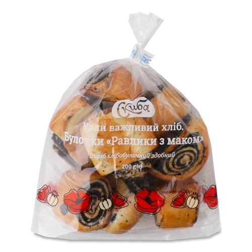 Булочки Равлики З Маком, М/у 200г, Вищого ґатунку