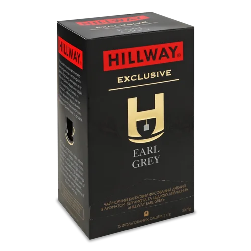 Чай Чорний байховий з Ароматом Бергамота та Цедрою Апельсина, Earl Grey Exclusive Hillway, в/с к/у, 25х2г