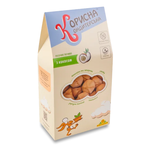 Печиво Пісочне З Кокосовою Стружкою Корисна Кондитерська, к/у, 175г