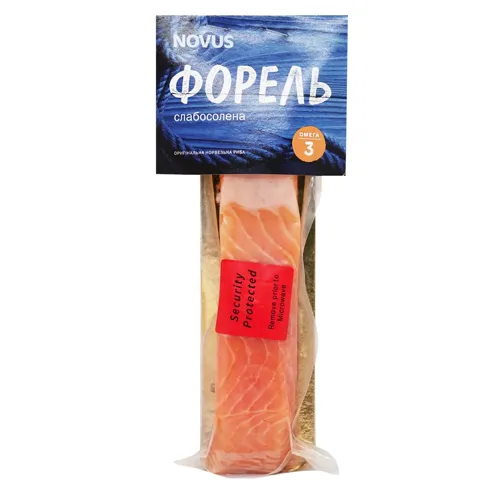 Форель Novus слабосолена філе-шматок на шкірі 180г