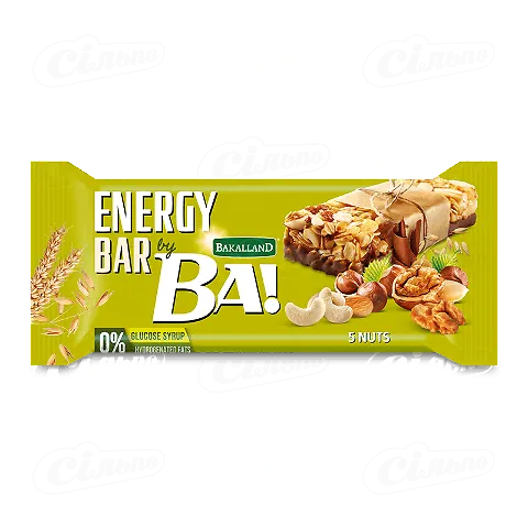 Батончик Bakalland злаковий горіхи-какао, 40г