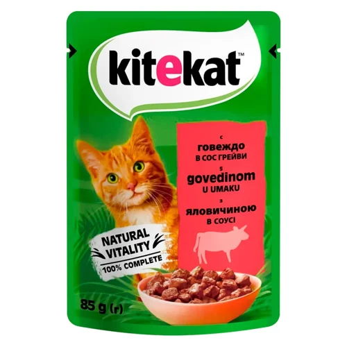 Корм вологий Kitekat з яловичиною для котів 85г