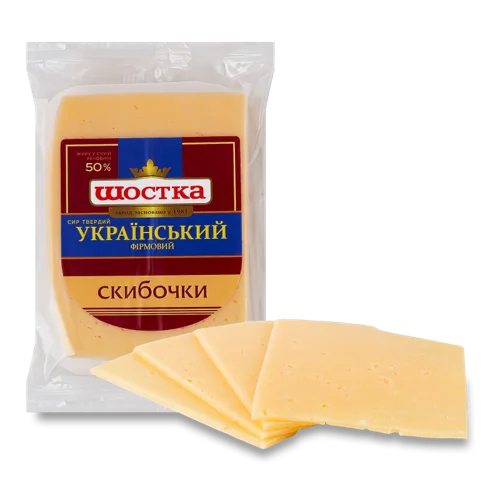 Сир 50% Твердий Скибочки З Ароматом Топленого Молока Лицар Шостка, в/ґ, 150г
