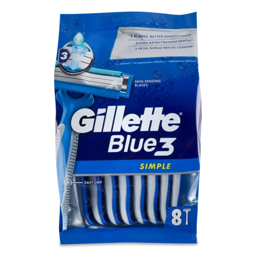 Гоління Одноразове Simple Blue 3 Gillette, 8 шт