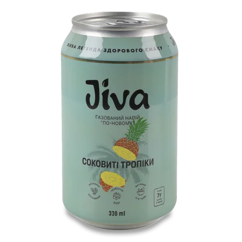 Напій Безалкогольний Сильногазований Соковиті Тропіки По-Новому Jiva з/б 330мл