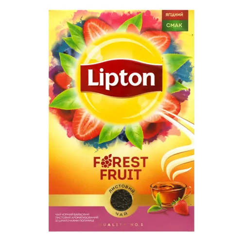 Чай чорний байховий листовий зі шматочками полуниці Forest Fruit Lipton к/у 80г